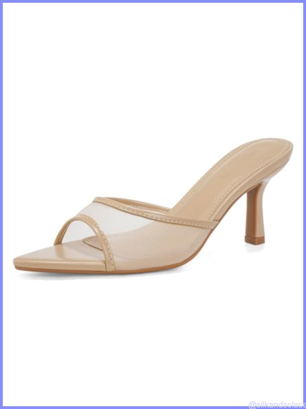 Kitten Heels Open Pointed Toe Slip On Mid Heeled Sandals for Women